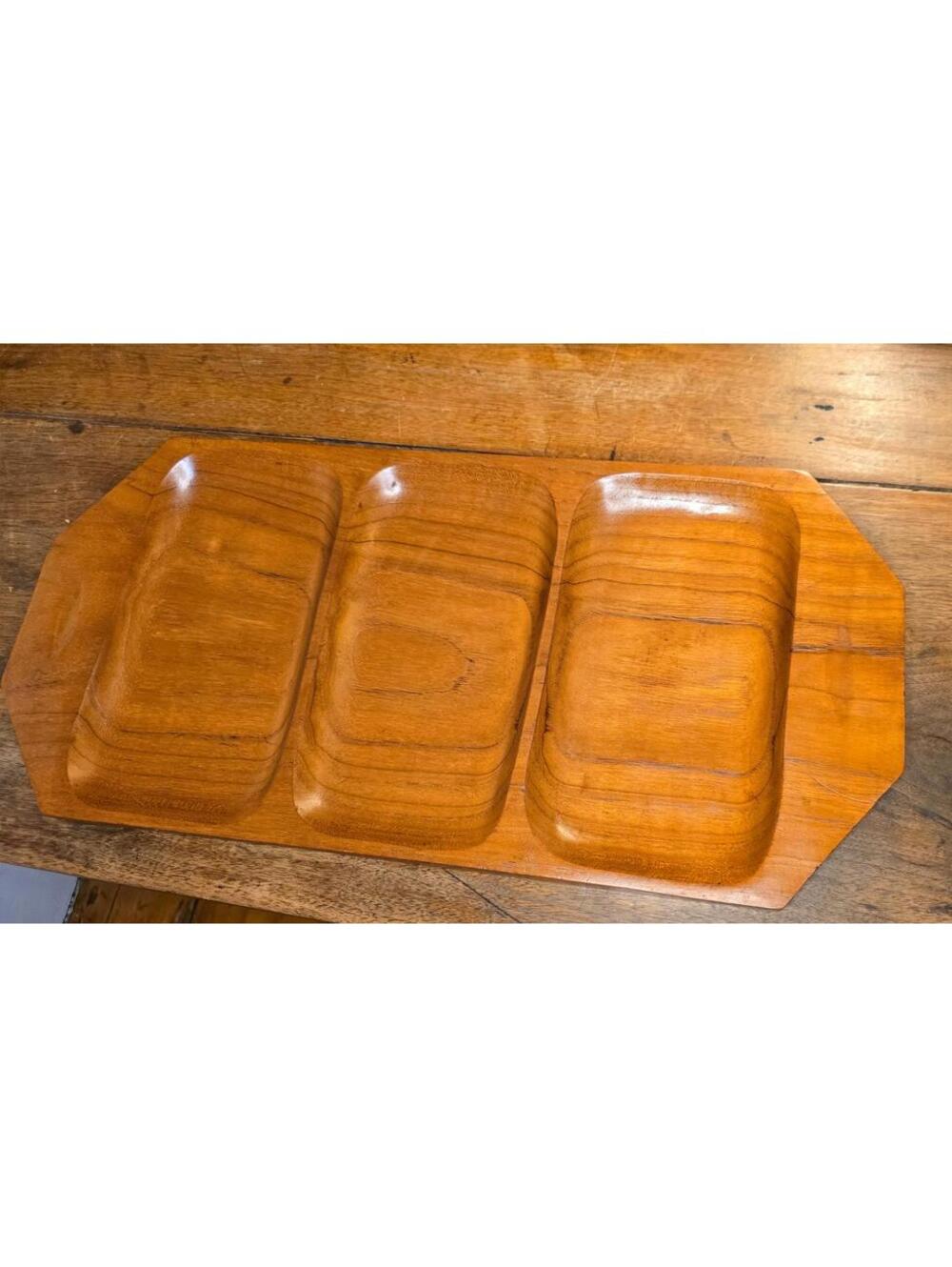 MCM Divided Teak Wood Serving Tray